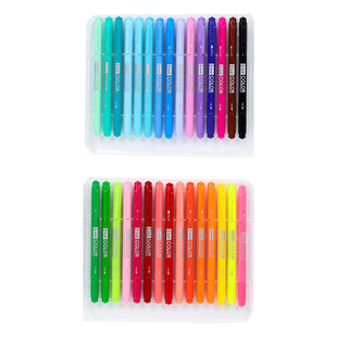 慕那美旗舰店 韩国进口monami双头荧光笔粗细慕娜美水性笔学生用彩色中性笔绘画划线勾线39色可选Live Color