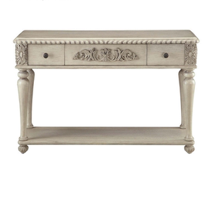 法式复古实木雕花玄关台 美式新古典实木做旧沙发背柜 定制中