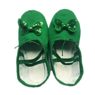蝴蝶结绿色幼儿童舞蹈鞋软底练功鞋六一演出表演排练鞋跳舞鞋包邮