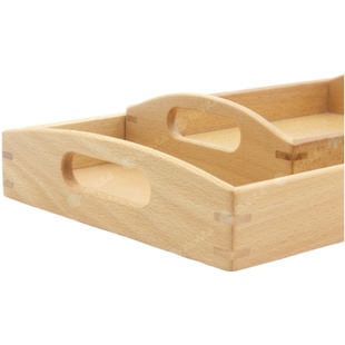 蒙氏教具蒙生蒙台梭利教室专用早教托盘实木榉木托盘教具收纳托盘