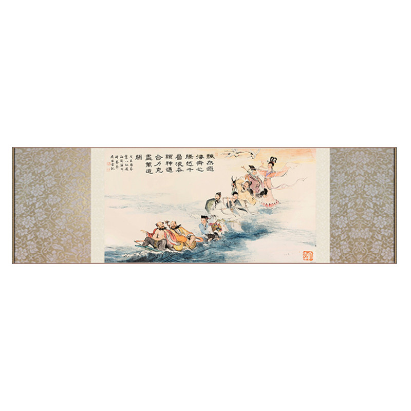 八仙过海古代神话故事丝绸卷轴画定制国画风水画家居挂画招财人物
