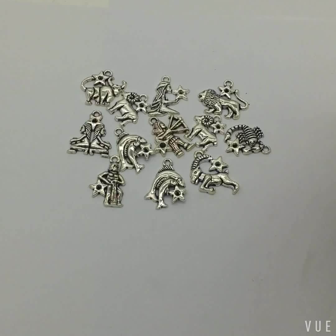 Wholesale Zodiac Charms Silver Zodiac Signs Pendant For Necklace Making