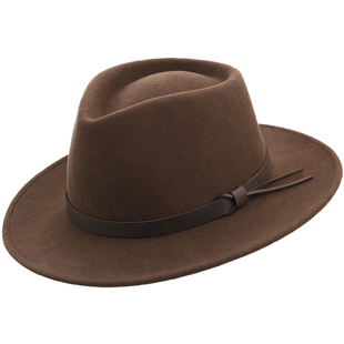 Denla纯羊毛呢户外大檐休闲潮流礼帽防紫外线藏式软定型毡帽子男