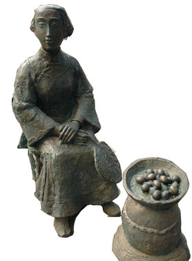 民俗人物玻璃钢户外商业街铜雕