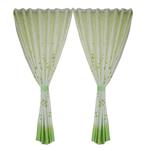 绿色田园窗帘布料透光小清新客厅阳台定制成品薄款出租房便宜清仓