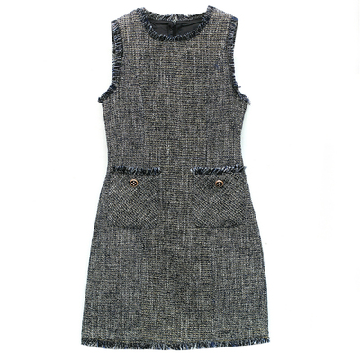 小香风专柜品牌毛边显瘦连衣裙