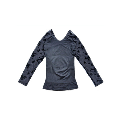 塞卢士cyrus高弹透气网眼塑身衣蕾丝长袖束身衣微保暖内衣九分袖