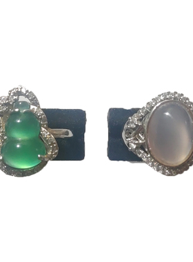 天然玉髓冰种帝王绿镀银活口戒指