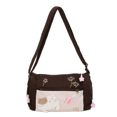 ESQ纯棉帆布女包可爱猫咪小