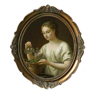 12寸北欧金色复古仿木花雕椭圆形欧式相框画框家居创意摆台带玻璃