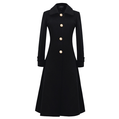 赫本风修身韩版加厚呢子羊绒大衣