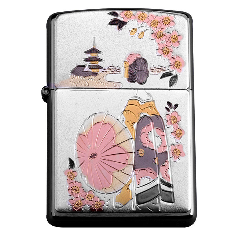 ZIPPO打火机日版樱花舞姬电镀