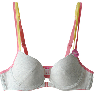 70AA75AA欧美少女钢圈文胸小胸平胸内衣前扣纯棉光面夏季薄款防滑