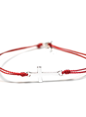 thisness红绳特辑纯银十字架手链