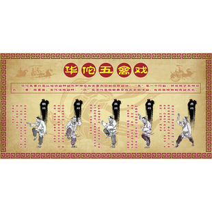华佗五禽戏挂图中医养生文化展板海报定制宣传画八段锦广告制作