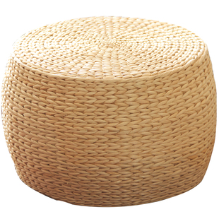草编茶几坐凳田园蒲团坐垫加厚 草编垫子 榻榻米飘窗圆形凳子墩子