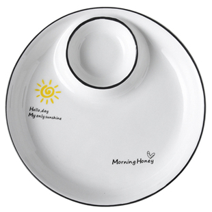 北欧创意陶瓷饺子盘家用 带醋碟凉菜盘子母菜盘水饺盘薯条装虾盘