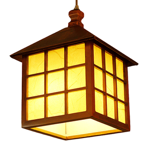 云朗中式实木古典田园房子小吊灯仿古中国风灯笼阳台木艺装饰灯具