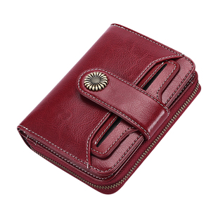 女士小钱包女短款真皮2026新款折叠拉链韩版多功能零钱包时尚钱夹