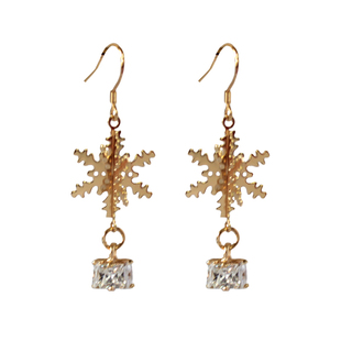 IEAR爱耳 原创雪花耳环气质网红女耳夹秋冬新款礼物锆石圣诞耳饰