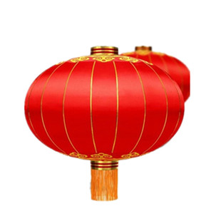 铁口绸布大红灯笼中秋国庆广告户外节日植绒布全红无字防水圆宫灯