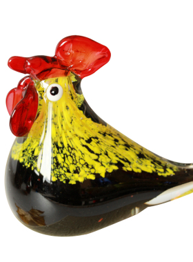 小鸡摆件玻璃透明水晶公鸡母鸡