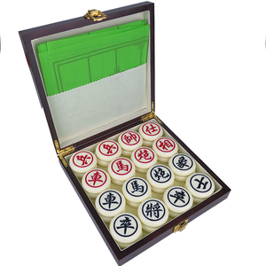 双面刻字玉石手感70#中国象棋套装成人大号黑色密胺麻将材质防摔