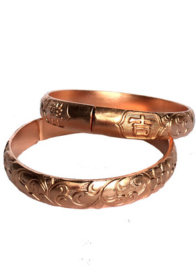 纯手工纯铜黄铜紫铜锤纹手镯情侣锤纹手镯细圈手环铜镯子宽面锤纹