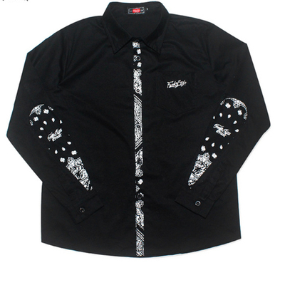 风格腰果花拼接街舞popping衬衫