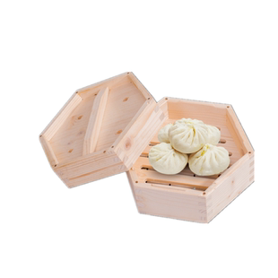 特色特制方形六角木蒸笼小笼包竹蒸笼木笼屉包子蒸笼木制六角蒸笼