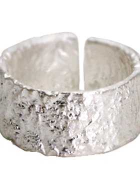 曲尾花银戒指嘻哈个性创意宽素