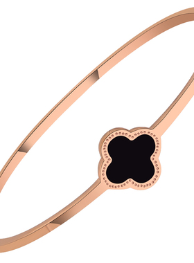 黑色钛钢镀18k玫瑰金贝壳手环