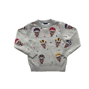 秋冬新品 韩版童装 男童满印可爱跳伞熊纯棉针织提花毛衣