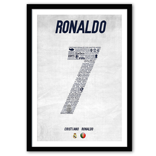 梅西C罗足球明星体育海报鲁尼贝克汉姆装饰画足球队队服球衣挂画