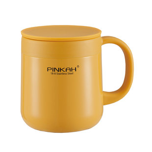 PINKAH无螺纹咖啡马克带盖办公室喝水泡茶男女316不锈钢保温杯