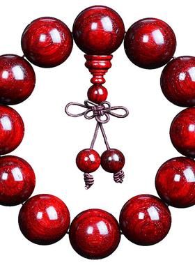 印度小叶紫檀鸡血红手串金星佛珠