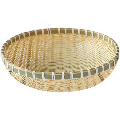 竹编簸箕圆形猫窝竹制品收纳筐