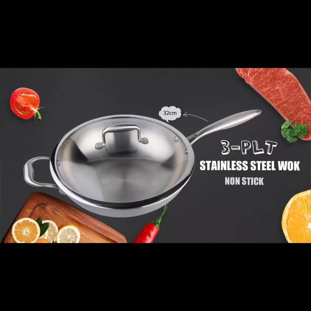 Japanese New Technology Multiply Clad Stainless Steel Induction Wok
