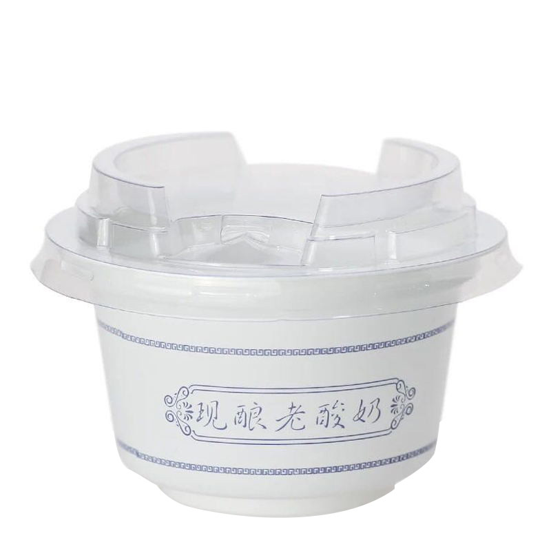 200ML鲜奶吧手工现酿酸奶塑料碗装PP塑料杯带盖老酸奶盒固体酸奶