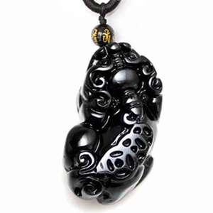 黑曜石貔貅吊坠男女款貔恘项链水晶玉饰品礼物平安皮丘挂坠礼物