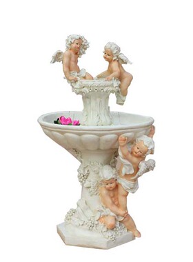 大型欧式天使流水喷泉鱼池摆件