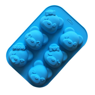 出口欧洲铂金系列6连萌多表情维尼小熊米糕慕斯蛋糕布丁硅胶模具