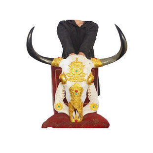 镶铜牛羊头骨工艺品包铜牛头铜片铜皮牛羊头骨装饰品镶金镀金铜