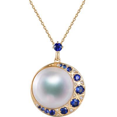 月亮项链日本海水马贝项链