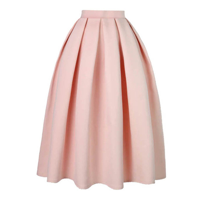 2021年春秋粉色百褶a字半身裙