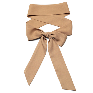 咖啡色黄色雪纺飘带腰带丝巾窄长条小围巾百搭领带女装饰细长丝带