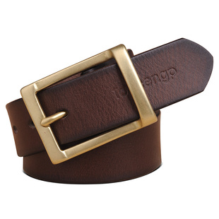 皮带男真皮全牛皮整张头层纯牛皮腰带针扣加长胖大码150cm黄铜扣