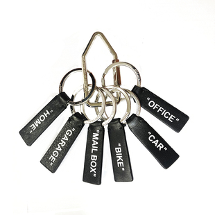 OW19aw秋冬新款头层牛皮英文字母印花三色钥匙扣挂饰配件情侣