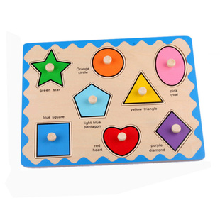 木制手抓板益智玩具几何图形嵌板形状拼图拼板幼儿童东方爱婴教具