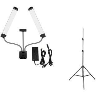 LED摄影灯主播直播双臂补光灯打光灯室内拍摄道具自拍拍照支架落地摄像灯网红直播间纹绣美容珠宝美食补光灯